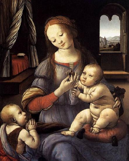 LORENZO DI CREDI Madonna with the Christ Child and St John the Baptist Norge oil painting art